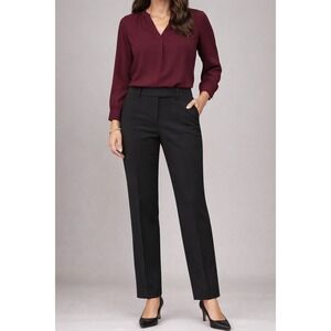 Ann Taylor Petite Black Straight Leg Dress Pants Womens 6P Office Career Trouser